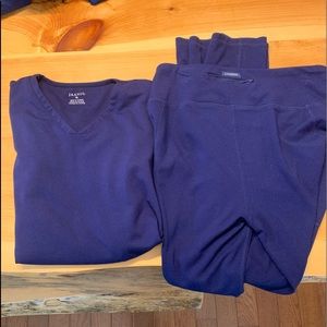 Jaanuu Navy scrubs. Yoga material